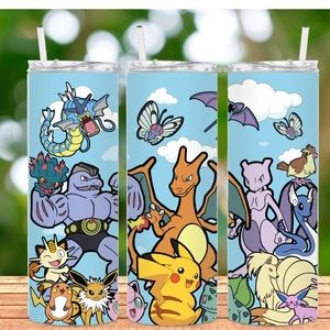 Pokémon tumbler with straw and lid